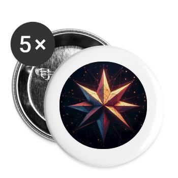 Bunter Stern Galaxy - Buttons groß 56 mm (5er Pack) - Weiß - Vorne