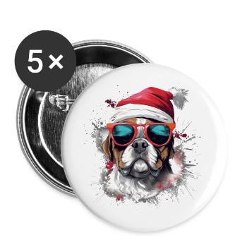 French Bulldog Christmas Dog in the Snow - Buttons large 2.2''/56 mm (5-pack) - white - Front