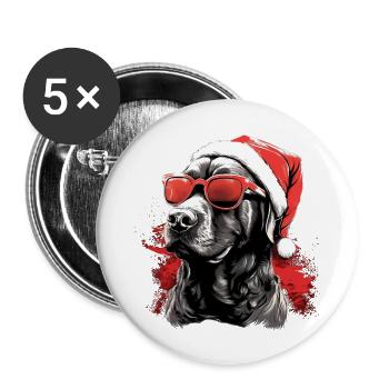 Magical Labrador Christmas dog in the snow - Buttons large 2.2''/56 mm (5-pack) - white - Front