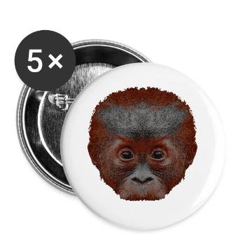 orangutan baby, affengesicht - Buttons groß 56 mm (5er Pack) - Weiß - Vorne