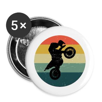 Supermoto Dirt Biker Women's Motocross Dirt Bike - Buttons large 2.2''/56 mm (5-pack) - white - Front