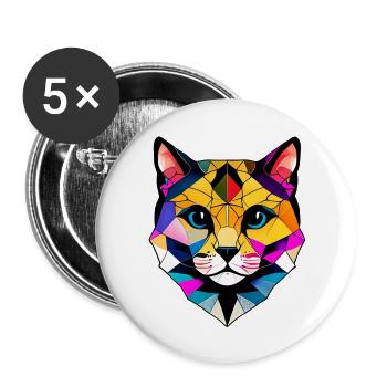 Kitten, Domestic Cat, Cat, Cat Owner, Pet - Buttons large 2.2''/56 mm (5-pack) - white - Front