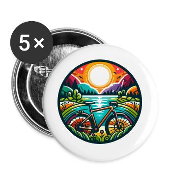 Quête de gravier coloré : une nature sauvage ensoleillée - Lot de 5 grands badges (56 mm) - blanc - Devant