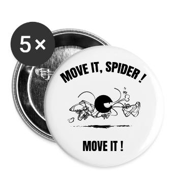 Beth the Spider - Laufen (Textversion) - Buttons groß 56 mm (5er Pack) - Weiß - Vorne