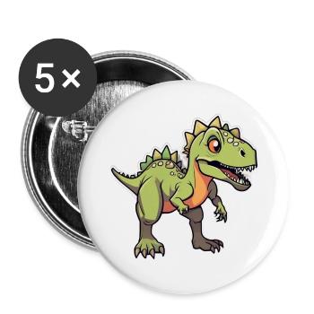 Karikatur-Dinosaurier - Buttons groß 56 mm (5er Pack) - Weiß - Vorne