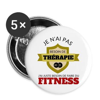Fitness - Lot de 5 grands badges (56 mm) - blanc - Devant