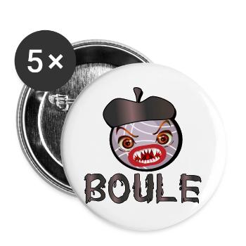BOULE PÉTANQUE BOCCIA - BASKENMÜTZE - Buttons groß 56 mm (5er Pack) - Weiß - Vorne