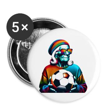 Old Soccer Lady Ready For Game Day! - Buttons large 2.2''/56 mm (5-pack) - white - Front