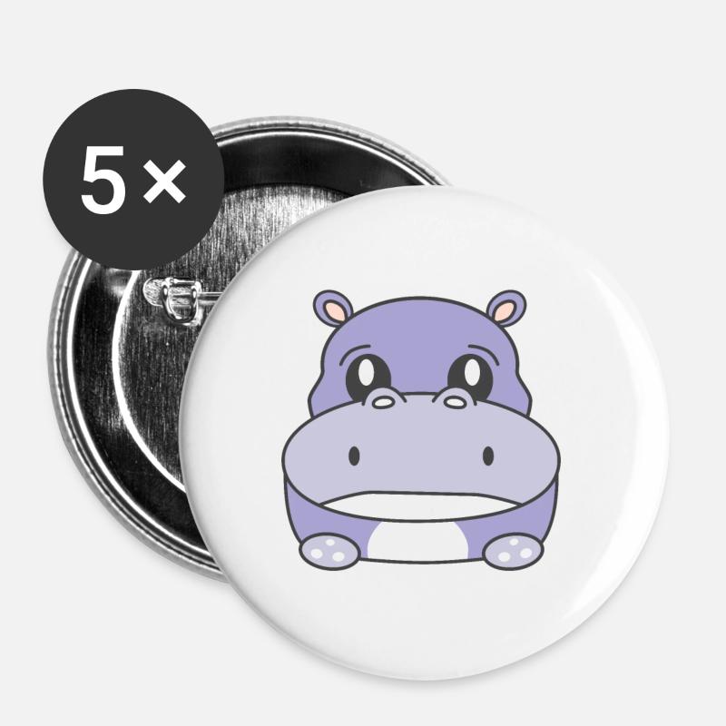 Sad Hippo - Buttons large 2.2''/56 mm (5-pack) - white