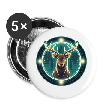 Hirsch im Weihnachtsschmuck, Liebeshirsche - Buttons groß 56 mm (5er Pack) - Weiß - Vorne