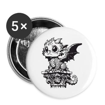 Gargoyle Dragon - Buttons large 2.2''/56 mm (5-pack) - white - Front