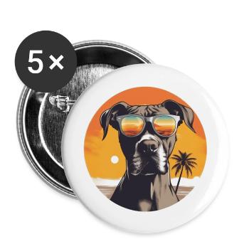 Boxer - Buttons groß 56 mm (5er Pack) - Weiß - Vorne