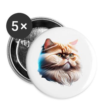 Chat persan, Tomcat, Chat domestique, Chat, Propriétaire de chat - Lot de 5 grands badges (56 mm) - blanc - Devant