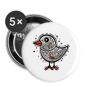 Vogel - Buttons groß 56 mm (5er Pack) - Weiß - Vorne