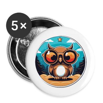 Eule Weihnachten Zeichnung - Buttons groß 56 mm (5er Pack) - Weiß - Vorne