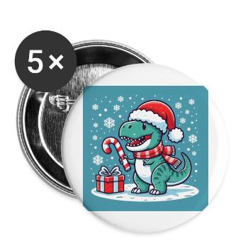 Dino Noël - Lot de 5 grands badges (56 mm) - blanc - Devant