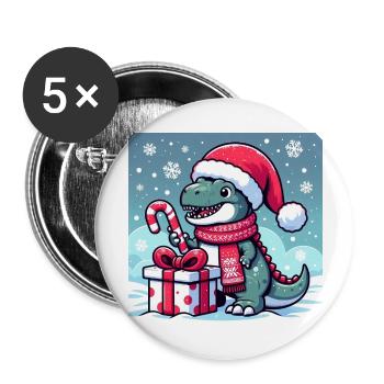 T-Rex de Noël - Lot de 5 grands badges (56 mm) - blanc - Devant