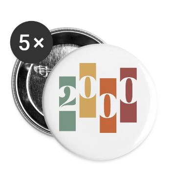 2000 Vintage Retro - Buttons large 2.2''/56 mm (5-pack) - white - Front