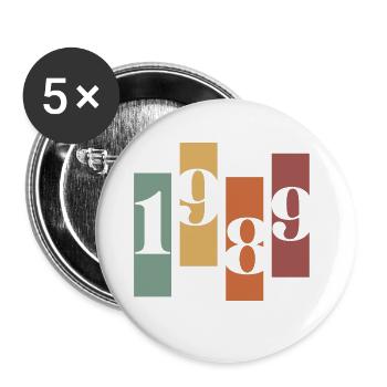 1989 Vintage Retro - Buttons large 2.2''/56 mm (5-pack) - white - Front