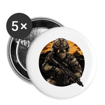 Army soldier Soldat Logo - Buttons groß 56 mm (5er Pack) - Weiß - Vorne