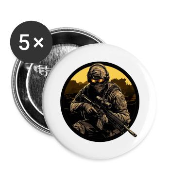 Army Soldier Sniper Soldat Logo - Buttons groß 56 mm (5er Pack) - Weiß - Vorne