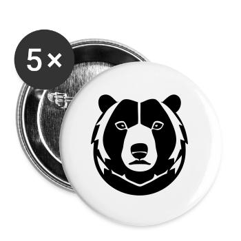 A strong fluffy bear in comic stalk - Buttons large 2.2''/56 mm (5-pack) - white - Front