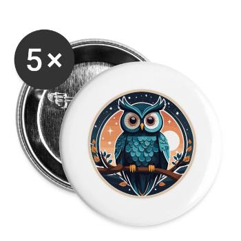 Owl Christmas Drawing - Buttons large 2.2''/56 mm (5-pack) - white - Front