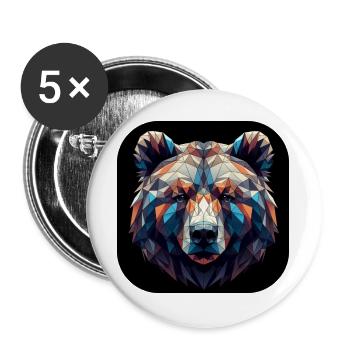 Bär Kopf Polygon bunt farbig - Buttons groß 56 mm (5er Pack) - Weiß - Vorne