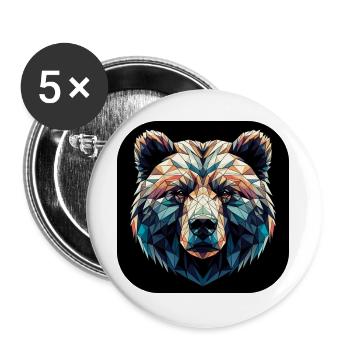 Colorful Bear in Polygon Design - Buttons large 2.2''/56 mm (5-pack) - white - Front