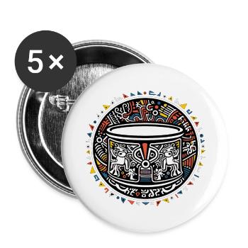 Drum Schlagzeug - Buttons groß 56 mm (5er Pack) - Weiß - Vorne