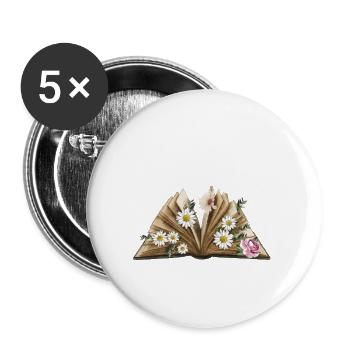 Ich habe mein Buch geschlossen, um hier zu sein und Bookworm Gift zu lesen - Buttons groß 56 mm (5er Pack) - Weiß - Vorne