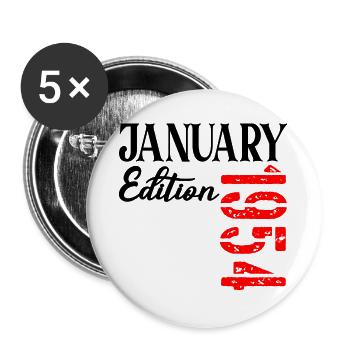 73. Geburtstag – Geboren im Januar 1954 - Buttons groß 56 mm (5er Pack) - Weiß - Vorne