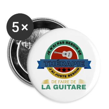 Guitare - Lot de 5 grands badges (56 mm) - blanc - Devant