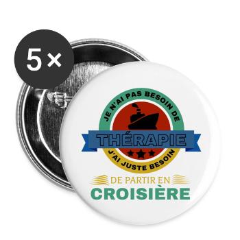 Croisière - Lot de 5 grands badges (56 mm) - blanc - Devant