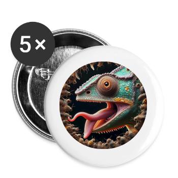 The chameleon is hungry for insects - Buttons large 2.2''/56 mm (5-pack) - white - Front