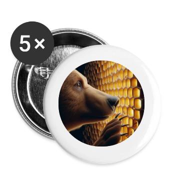 Brown bear looking through a honeycomb - Buttons large 2.2''/56 mm (5-pack) - white - Front