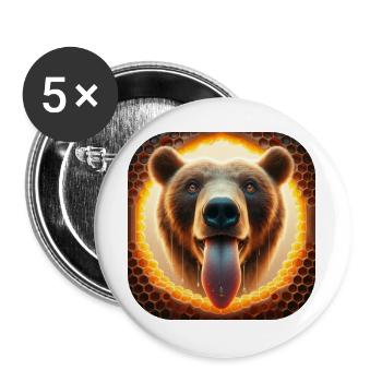 Hungry bear looking through a honeycomb - Buttons large 2.2''/56 mm (5-pack) - white - Front