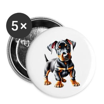 Doberman dog Doberman puppy Doberman trainer - Buttons large 2.2''/56 mm (5-pack) - white - Front