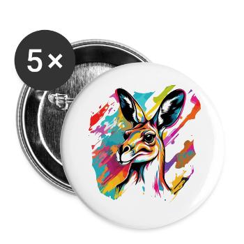 Kangaroo / Animal / Australia / Marsupial / Outback - Buttons large 2.2''/56 mm (5-pack) - white - Front