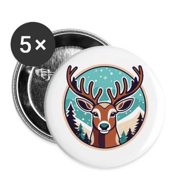 Reindeer Christmas Drawing - Buttons large 2.2''/56 mm (5-pack) - white - Front