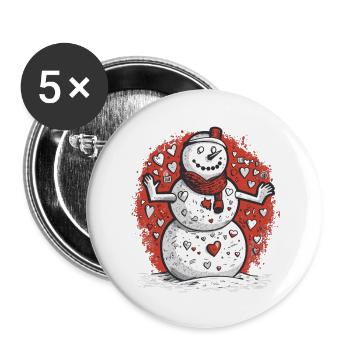 Schneemann - Buttons groß 56 mm (5er Pack) - Weiß - Vorne