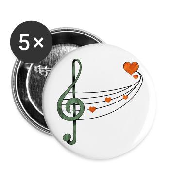 Musik - Buttons groß 56 mm (5er Pack) - Weiß - Vorne