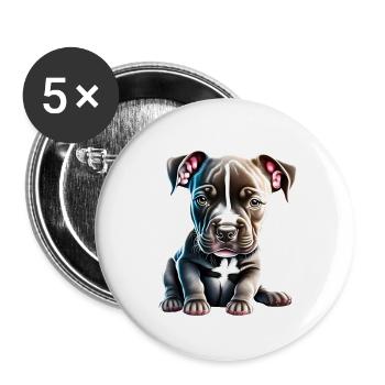 Staffordshire Bullterrier Hundebesitzer Hund Hunde - Buttons groß 56 mm (5er Pack) - Weiß - Vorne