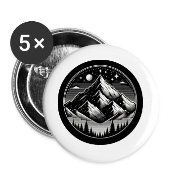 Berg Nacht Sternenhimmel Wald - Buttons groß 56 mm (5er Pack) - Weiß - Vorne