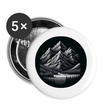 Berge in der Nacht See Wald - Buttons groß 56 mm (5er Pack) - Weiß - Vorne