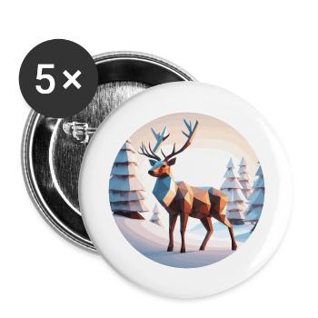 Reindeer Low Poly Christmas - Buttons large 2.2''/56 mm (5-pack) - white - Front