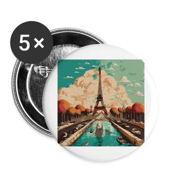 La Tour Eiffel à Paris - Lot de 5 grands badges (56 mm) - blanc - Devant