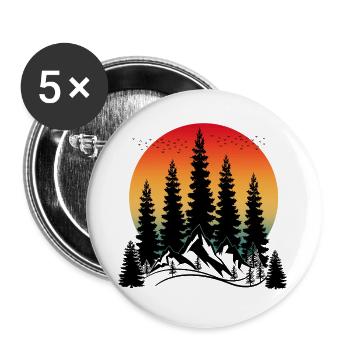SUNSET MOUNTAIN AND TREES - Buttons large 2.2''/56 mm (5-pack) - white - Front