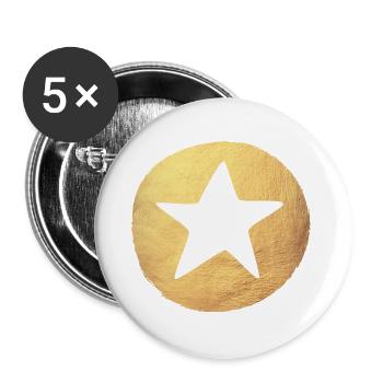 Kreis Gold Stern Weihnachten dekorativ deluxe Xmas - Buttons groß 56 mm (5er Pack) - Weiß - Vorne