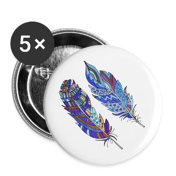 Feder - Buttons groß 56 mm (5er Pack) - Weiß - Vorne